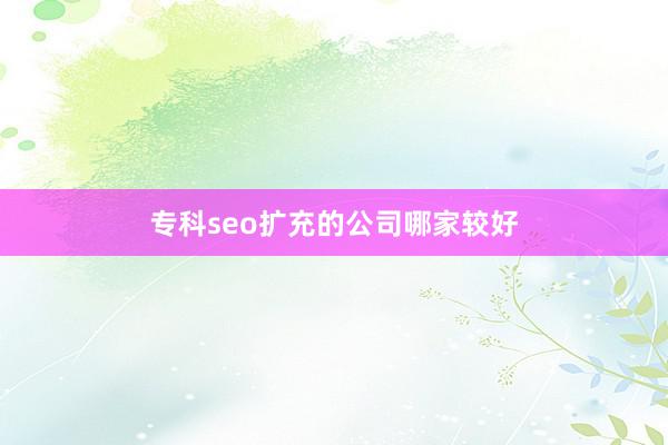 专科seo扩充的公司哪家较好